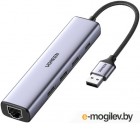 UGREEN USB3.0 to 3xUSB3.0 + RJ45 (1000Mb/s) Multifunctional Adapter with Type-C Power Supply CM475 (Space Gray) 60554