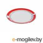 Тарелка десертная керамическая, 199 мм, круглая, серия Самсун, красная полоска, PERFECTO LINEA (16-995506)