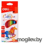 Карандаши цветные Deli EC00100 трехгранные пластик 12цв. коробка/европод.