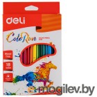 Карандаши цветные Deli EC00110 трехгранные пластик 18цв. коробка/европод.