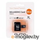 Карта памяти QUMO MicroSDHC 8GB Сlass 6 с адаптером SD, бело-оранжевая картонная упаковка