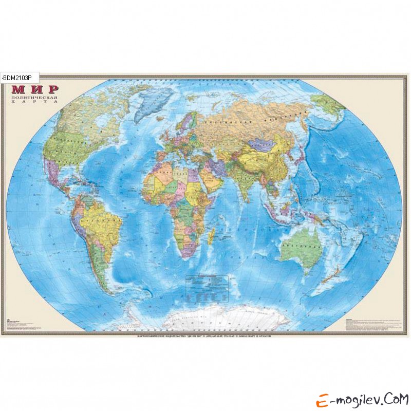 Настольное покрытие Карта Мира (политическая) 375мм Х 580мм, Россия