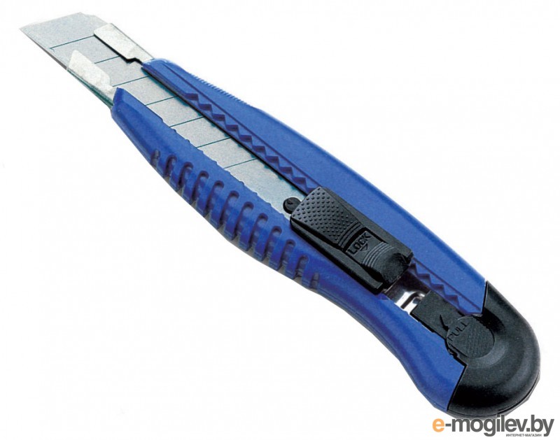 Нож канцелярский мощный с шириной лезвия 18мм с 2-мя запасными лезвиями,синий, KW-trio