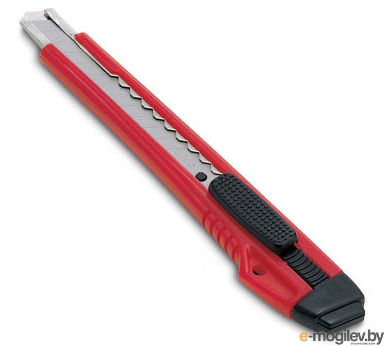Нож канцелярский с шириной лезвия 9мм, 2 запасных лезвия, красный, KW-trio