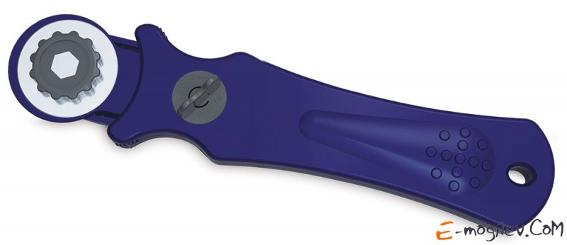 Роликовый нож (с круглым лезвием) , диаметр лезвия 28мм, цвет - синий, ручка из пластика,  KW-trio