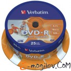 DVD-R [ 25 шт. туба ] Mirex Inkjet Printable 16x /4,7Gb