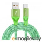 Кабель Crown USB - USB Type-C CMCU-3102C green