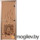 Стеклянная дверь для бани/сауны Doorwood Арт серия Банька 190x70 (бронзовый)