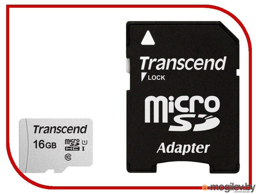 Карта памяти Transcend microSDHC 300S 16GB Class 10 UHS-I U1 (TS16GUSD300S-A)