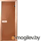 Стеклянная дверь для бани/сауны Doorwood Теплая ночь 190x80 (бронза матовая, коробка осина)