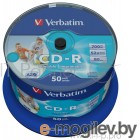 CD-R [ 50 шт. туба ] Verbatim 52x /700Mb/80min/ - Printable #043309
