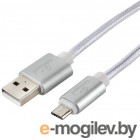 Кабель USB 2.0 Cablexpert CC-U-mUSB02S-3M, AM/microB, серия Ultra, длина 3м, серебристый, блистер