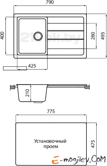 Мойка кухонная Granicom G018-01 антрацит