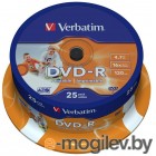 Verbatim DVD-R 4.7Gb 16х 25 шт Cake Box Printable 43538
