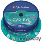 Verbatim DVD-RW 4.7Gb 4x 25 шт Cake Box 43639
