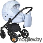 Детская универсальная коляска INDIGO Mio 2 в 1 (Mi 05, светло-голубая кожа/голубой узор)
