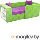 Кровать-тахта Mebelico Орнелла 5 (микровельвет, фиолетовый/зеленый)