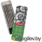 Набор чернографитных карандашей Derwent [2301945] Academy Sketching Tin 6 шт 3B-2H