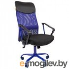 Игровое кресло Chairman game 18 чёрное/голубое  (Экокожа/Ткань TW, пластик, газпатрон 3 кл, ролики, механизм качания)