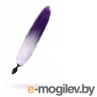 Анальная втулка с бело-фиолетовым хвостом POPO Pleasure by TOYFA, S, силикон, черная, 45 см, 2,7 с