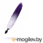 Анальная втулка с бело-фиолетовым хвостом POPO Pleasure by TOYFA, M, силикон, черная, 45 см, 3,3 с