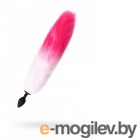 Анальная втулка с бело-розовым хвостом POPO Pleasure by TOYFA, S, силикон, черная, 45 см, 2,7 см