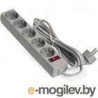Удлинитель ExeGate EX285800RUS EC-5-5G (5 евророзетки с заземлением, 5м, защита от перегрузки, выключатель с подсветкой, серый)
