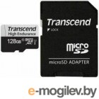 Карты памяти. Флеш карта microSD 128GB Transcend microSDXC Class 10 UHS-I U1, High Endurance, (SD адаптер), R/W: 100/45 MB/s, 3D TLC