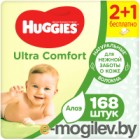 Влажные салфетки Huggies Ultra Comfort с Алоэ Вера и витамином Е (168шт)