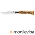 Нож туристический Opinel №8 / 002334 (нержавеющая сталь, дуб, гравировка рыба)