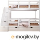 Двухъярусная кровать детская Dreams Домик Classic 80x160 c лестницей-комодом слева / 2090 (белый)
