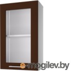 Шкаф навесной для кухни Горизонт Мебель Люкс 40 с витриной (шоколад гл)