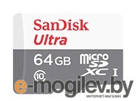 Карта памяти SanDisk Ultra microSDXC 64GB UHS-I/U1 + адаптер (SDSQUNB-064G-GN3MA)