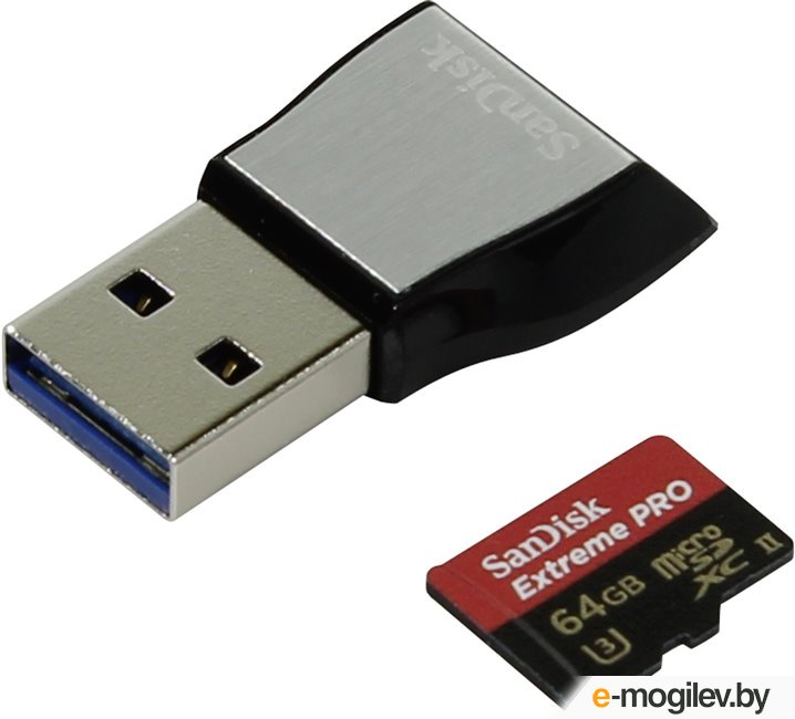 Карта памяти SanDisk Extreme Pro microSDXC 64GB + кардридер [SDSQXPJ-064G-GN6M3]