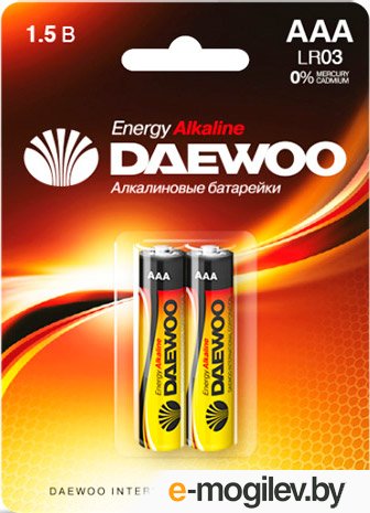 Батарейка AAA LR03 1,5V alkaline BL-2шт DAEWOO ENERGY