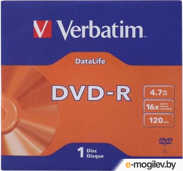 DVD-R Verbatim 16x /4,7Gb/ [бумажный конверт] (43844)