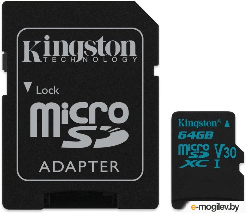 Карта памяти Kingston Canvas Go! SDCG2/64GB microSDXC 64GB (с адаптером)