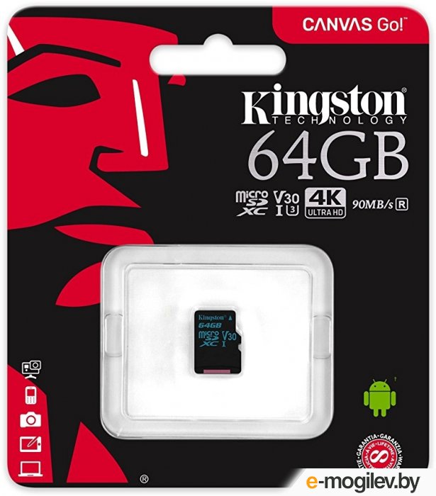 Карта памяти Kingston Canvas Go! SDCG2/64GBSP microSDXC 64GB
