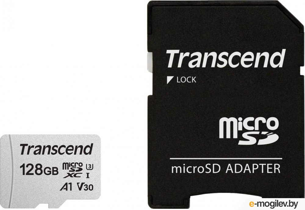 Карта памяти Transcend microSDXC 300S 128GB Class 10 UHS-I U3 (TS128GUSD300S-A)