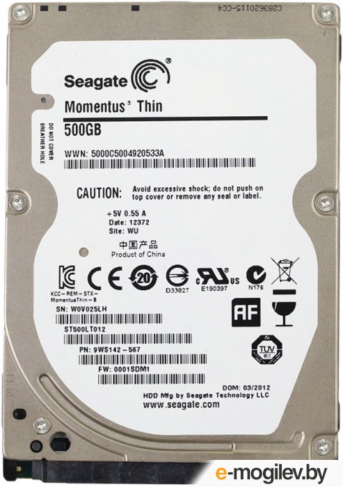 Жесткий диск Seagate Momentus Thin 500GB (ST500LT012)
