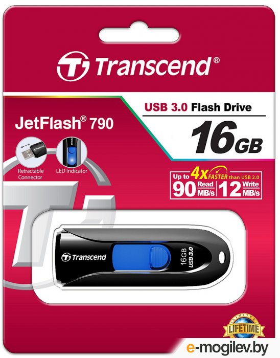 Usb flash накопитель Transcend JetFlash 790 16GB Black (TS16GJF790K)