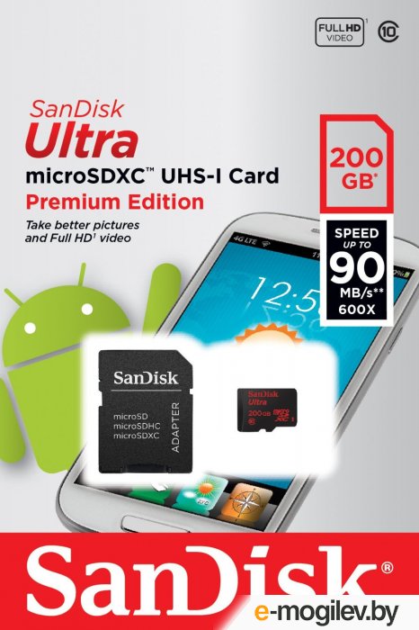 Карта памяти SanDisk Ultra microSDXC UHS-I + адаптер 200GB (SDSDQUAN-200G-G4A)