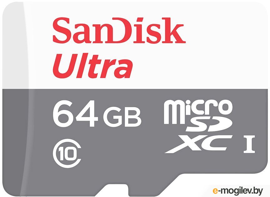 Карта памяти SanDisk Ultra microSDXC 64GB UHS-I/U1 + адаптер (SDSQUNB-064G-GN3MA)